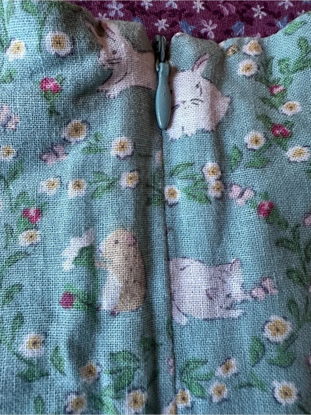 Mini Boden Mint Green Bunny & Floral Puff Sleeve Dress